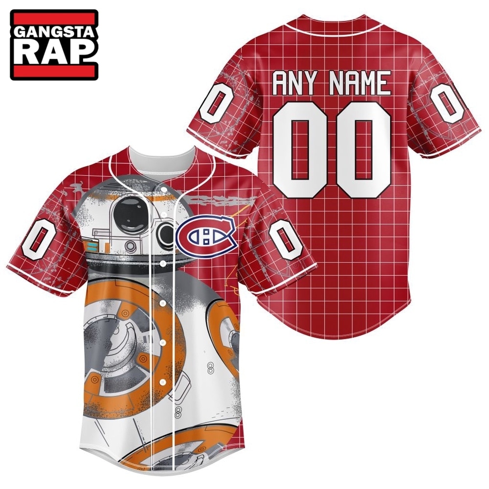 NHL Montreal Canadiens x BB 8 D Star War Baseball Jersey , NHL Baseball Shirt NHL Montreal Canadiens x BB 8 D Star War Baseball Jersey , NHL Baseball Shirt