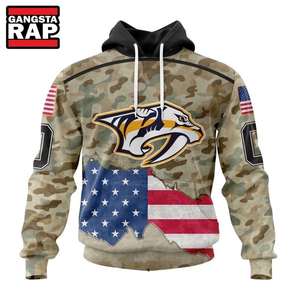 NHL Nashville Predators Specialized Kits For United State With Camo Color Hoodie, T Shirt , NHL 3D Shirt Nhl Nashville Predators Specialized Kits For United State With Camo Color Hoodie T Shirt 1