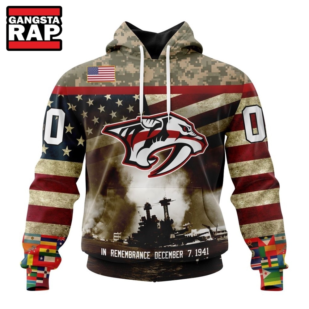 NHL Nashville Predators Specialized Unisex Kits Remember Pearl Harbor Hoodie, T Shirt , NHL 3D Shirt Nhl Nashville Predators Specialized Unisex Kits Remember Pearl Harbor Hoodie T Shirt 1