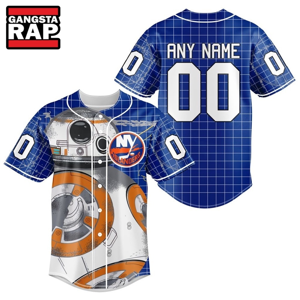 NHL New York Islanders x BB 8 D Star War Baseball Jersey , NHL Baseball Shirt NHL New York Islanders x BB 8 D Star War Baseball Jersey , NHL Baseball Shirt