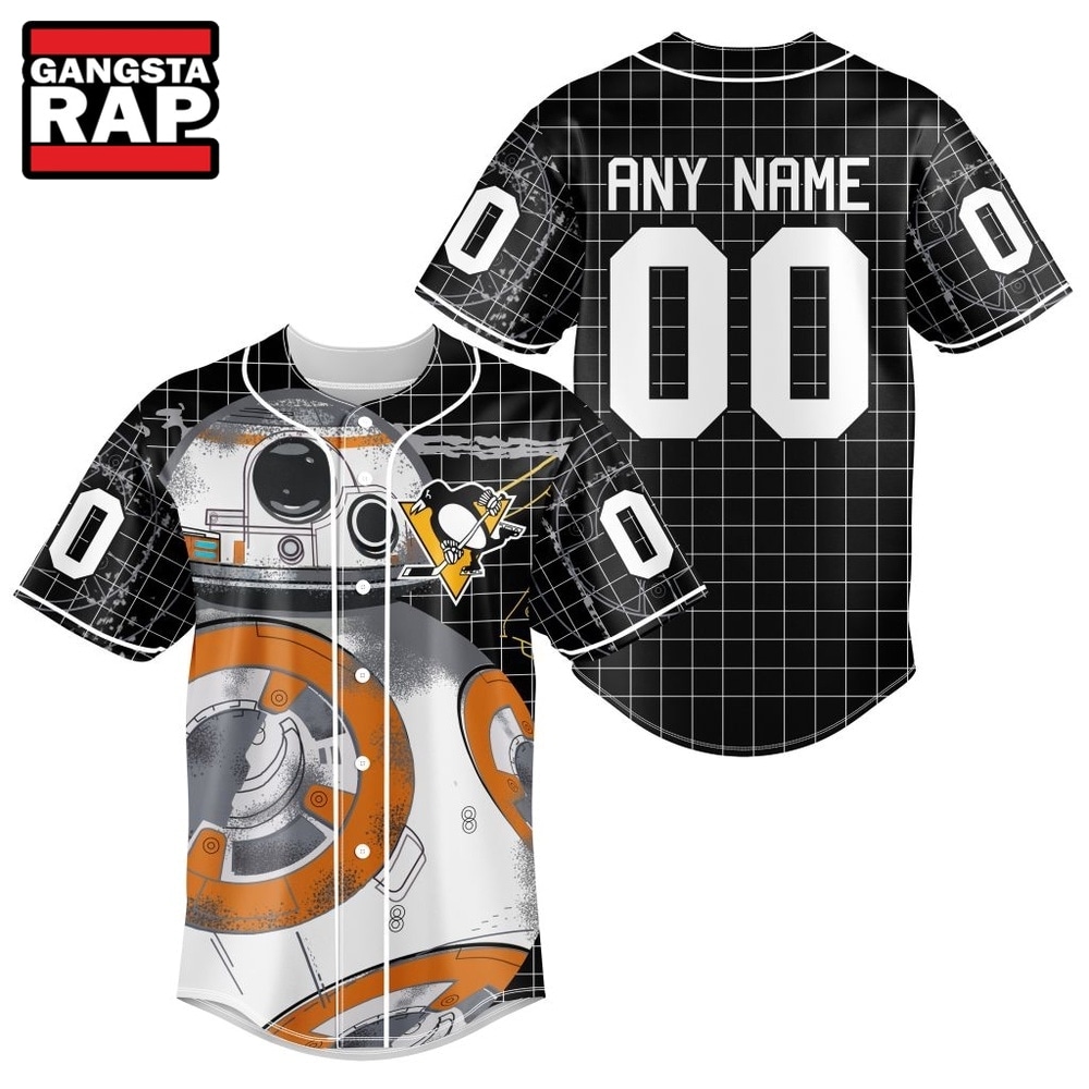 NHL Pittsburgh Penguins x BB 8 D Star War Baseball Jersey , NHL Baseball Shirt NHL Pittsburgh Penguins x BB 8 D Star War Baseball Jersey , NHL Baseball Shirt