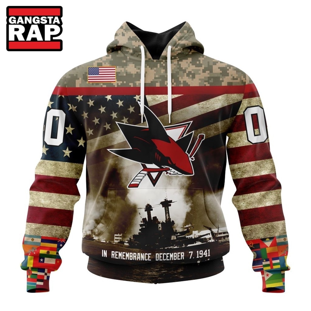 NHL San Jose Sharks Specialized Unisex Kits Remember Pearl Harbor Hoodie, T Shirt , NHL 3D Shirt Nhl San Jose Sharks Specialized Unisex Kits Remember Pearl Harbor Hoodie T Shirt 1