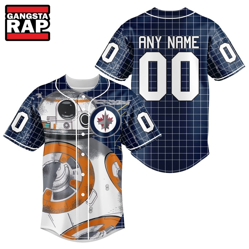 NHL Winnipeg Jets x BB 8 D Star War Baseball Jersey , NHL Baseball Shirt NHL Winnipeg Jets x BB 8 D Star War Baseball Jersey , NHL Baseball Shirt