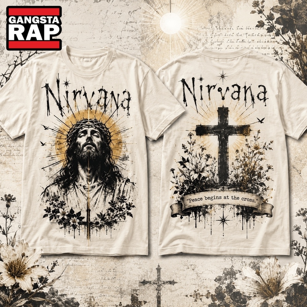 Nirvana Peace Begins at the Cross Jesus 3D Shirt, Trending 3D Music Shirt Nirvana Peace Begins at the Cross Jesus 3D Shirt, Trending 3D Music Shirt