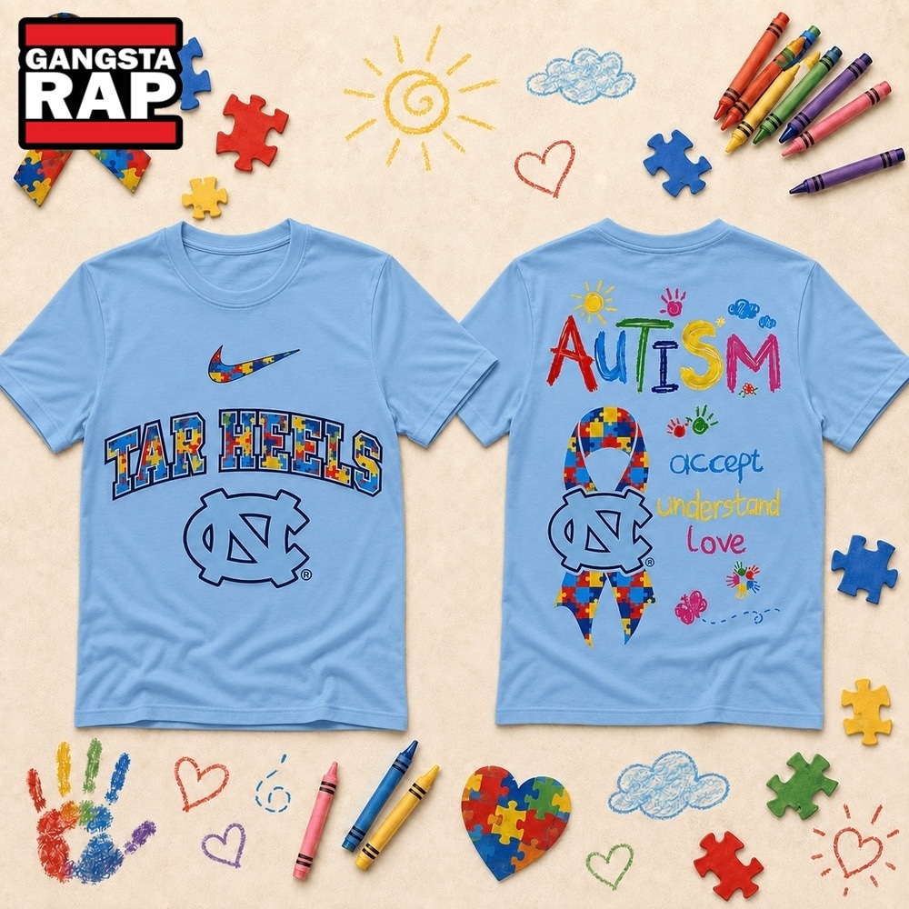 North Carolina Tar Heels NCAA Autism Awareness Puzzle Ribbon T Shirt , NCAA 3D Shirt North Carolina Tar Heels Ncaa Autism Awareness Puzzle Ribbon T Shirt