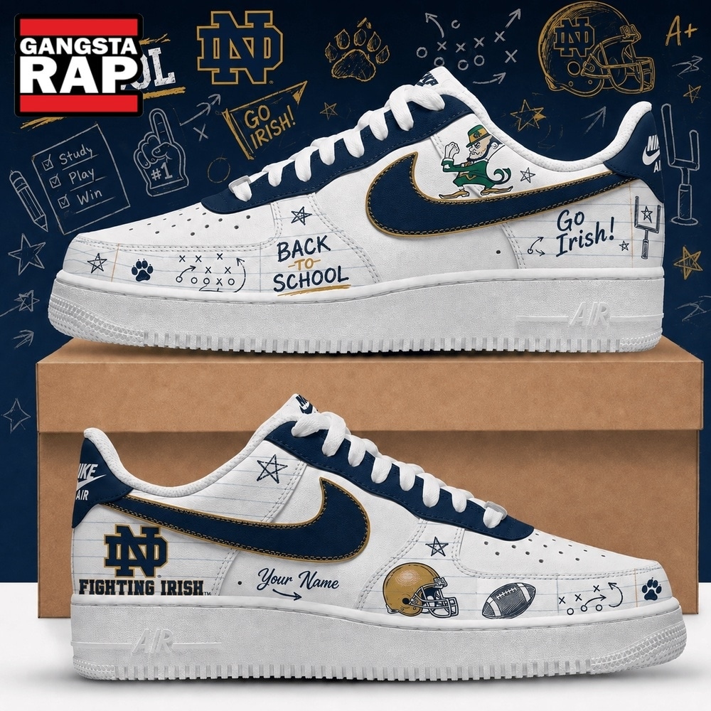 Notre Dame Fighting Irish 2026 NCAA Football Back To School Air Force 1 Shoes Sneakers , NCAA Sport Sneakers Notre Dame Fighting Irish 2026 NCAA Football Back To School Air Force 1 Shoes Sneakers , NCAA Sport Sneakers