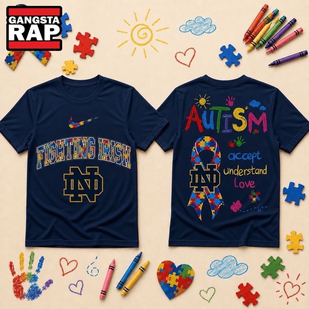 Notre Dame Fighting Irish NCAA Autism Awareness Puzzle Ribbon T Shirt , NCAA 3D Shirt Notre Dame Fighting Irish Ncaa Autism Awareness Puzzle Ribbon T Shirt