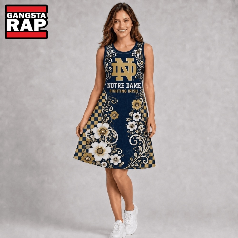 Notre Dame Fighting Irish NCAA Sporty Floral Elegance Women’s Sleeveless Dress, NCAA Women Dress Shirt Notre Dame Fighting Irish Ncaa Sporty Floral Elegance Women S Sleeveless Dress