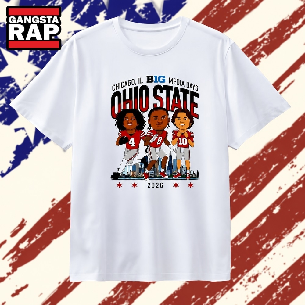 Ohio State Buckeyes 2026 Chicago B1G media days players T Shirt , Trending 2D Shirt Ohio State Buckeyes 2026 Chicago B1g Media Days Players T Shirt