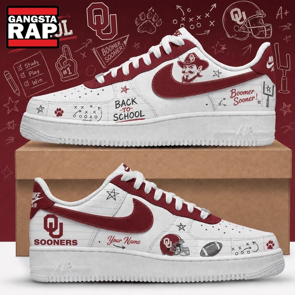 Oklahoma Sooners 2026 NCAA Football Back To School Air Force 1 Shoes Sneakers , NCAA Sport Sneakers Oklahoma Sooners 2026 NCAA Football Back To School Air Force 1 Shoes Sneakers , NCAA Sport Sneakers