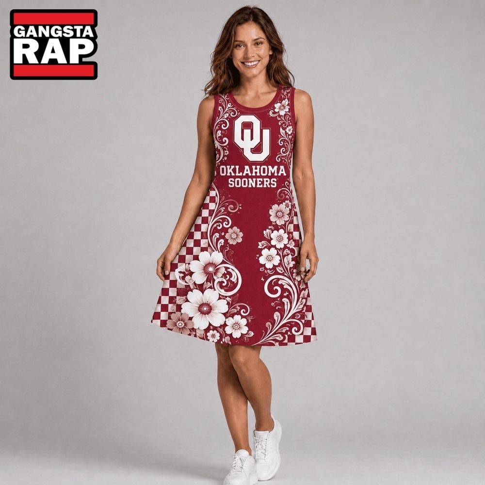 Oklahoma Sooners NCAA Sporty Floral Elegance Women’s Sleeveless Dress, NCAA Women Dress Shirt Oklahoma Sooners Ncaa Sporty Floral Elegance Women S Sleeveless Dress