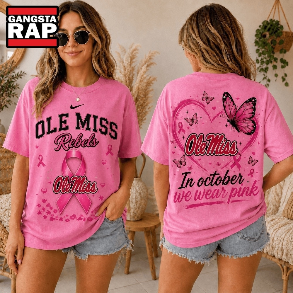 Ole Miss Rebels 2026 NCAA Pink October Breast Cancer Awareness Fan Pride Unisex T Shirt , NCAA 3D Shirt Ole Miss Rebels 2026 Ncaa Pink October Breast Cancer Awareness Fan Pride Unisex T Shirt