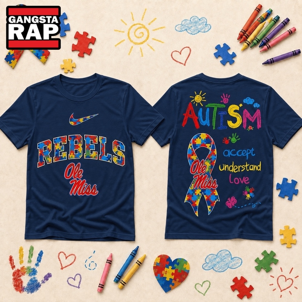 Ole Miss Rebels NCAA Autism Awareness Puzzle Ribbon T Shirt , NCAA 3D Shirt Ole Miss Rebels Ncaa Autism Awareness Puzzle Ribbon T Shirt