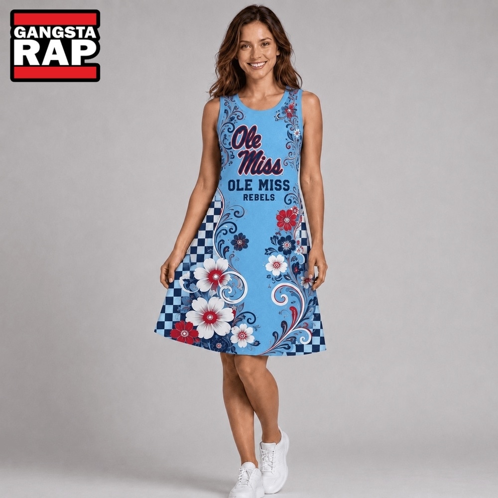 Ole Miss Rebels NCAA Sporty Floral Elegance Women’s Sleeveless Dress, NCAA Women Dress Shirt Ole Miss Rebels Ncaa Sporty Floral Elegance Women S Sleeveless Dress