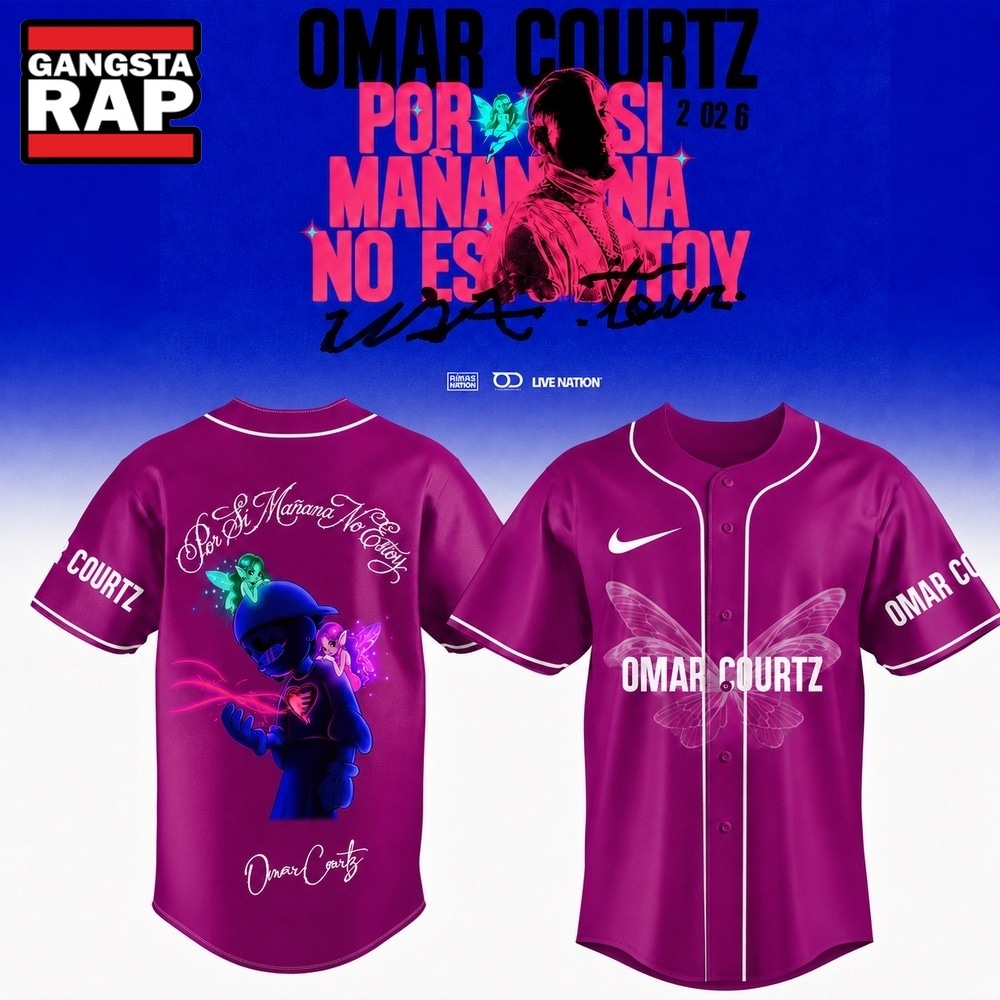 Omar Courtz Por Si Manana No Estoy Tour Signature Pink Design Baseball Jersey, Trending Music Jersey Omar Courtz Por Si Manana No Estoy Tour Signature Pink Design Baseball Jersey, Trending Music Jersey