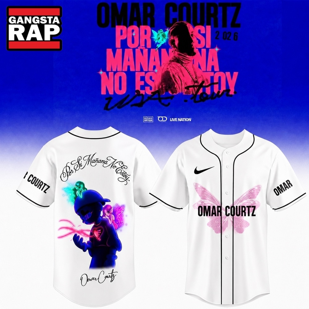 Omar Courtz Por Si Manana No Estoy Tour Signature White Design Baseball Jersey, Trending Music Jersey Omar Courtz Por Si Manana No Estoy Tour Signature White Design Baseball Jersey, Trending Music Jersey