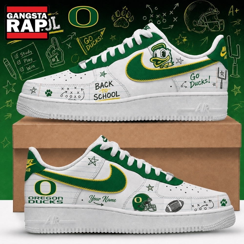 Oregon Ducks 2026 NCAA Football Back To School Air Force 1 Shoes Sneakers , NCAA Sport Sneakers Oregon Ducks 2026 NCAA Football Back To School Air Force 1 Shoes Sneakers , NCAA Sport Sneakers