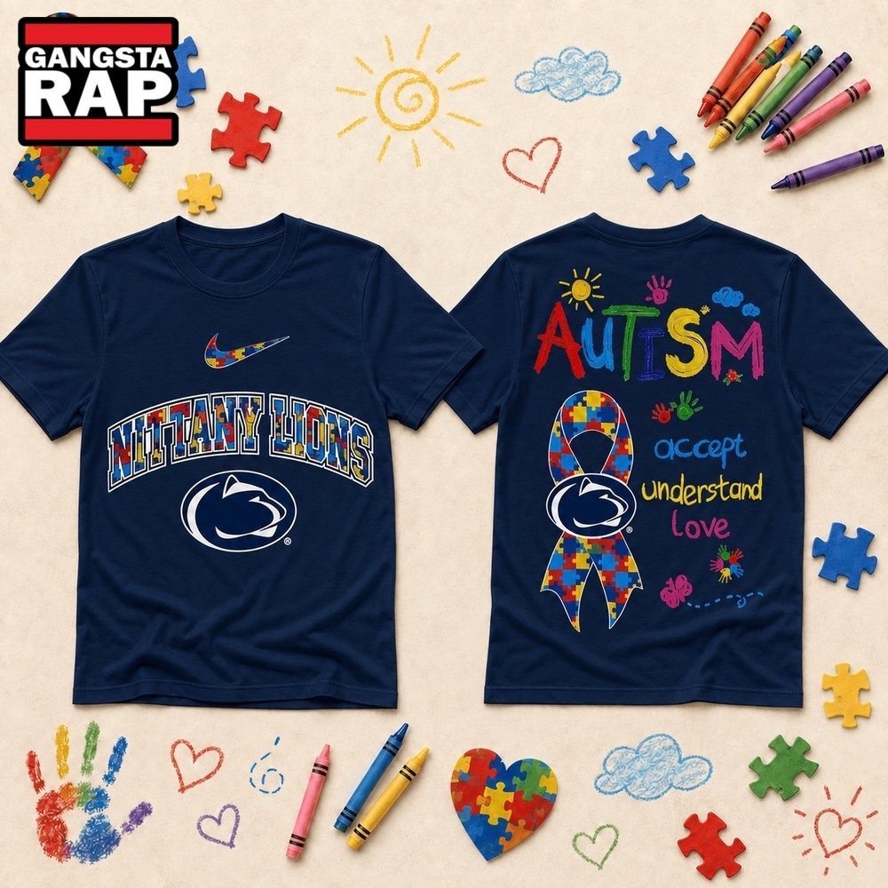 Penn State Nittany Lions NCAA Autism Awareness Puzzle Ribbon T Shirt , NCAA 3D Shirt Penn State Nittany Lions Ncaa Autism Awareness Puzzle Ribbon T Shirt