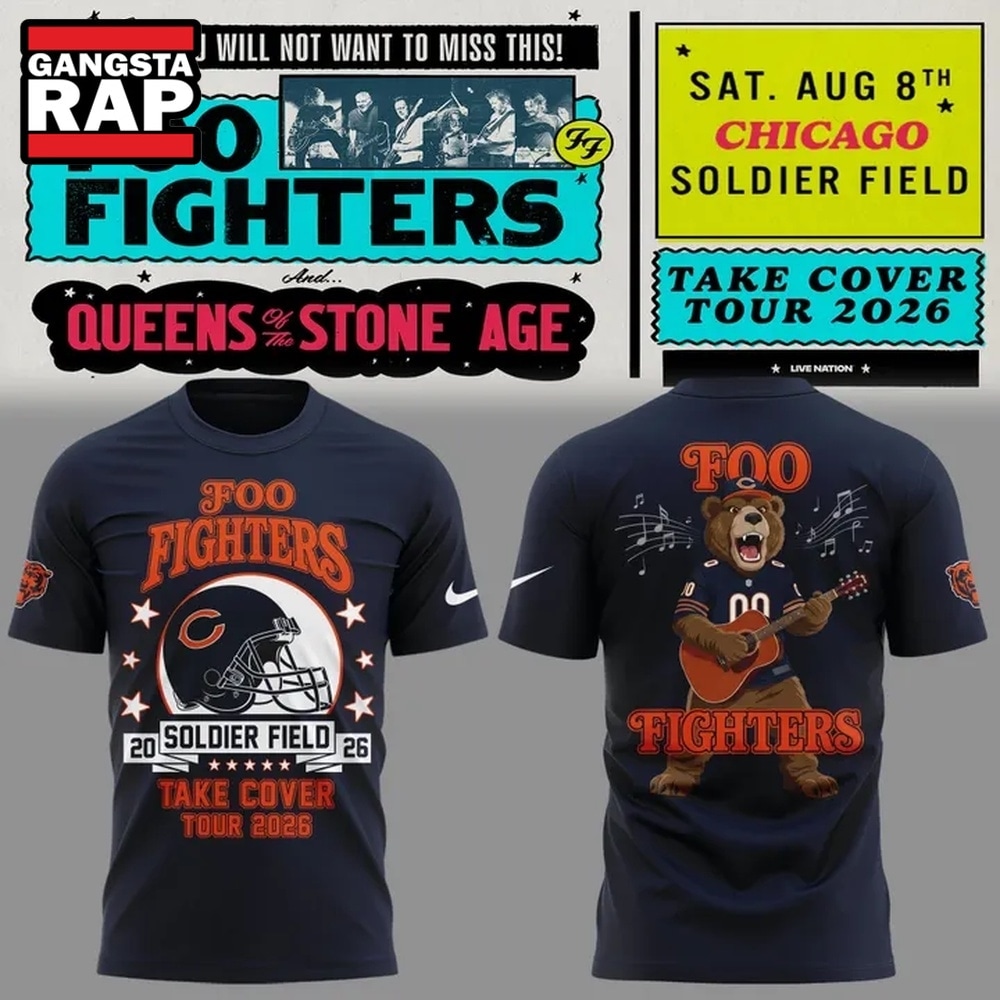 Perfect Shirt Foo Fighters x Chicago Bears, Take Cover Tour 2026 T Shirt , Music Trend Shirt Perfect Shirt Foo Fighters x Chicago Bears, Take Cover Tour 2026 T Shirt , Music Trend Shirt
