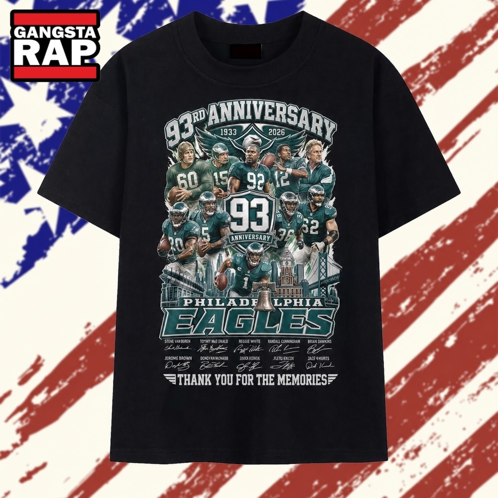 Philadelphia Eagles 93rd Anniversary 1933 2026 Thank You For The Memories T Shirt, Trending 2D Shirt Philadelphia Eagles 93rd Anniversary 1933 2026 Thank You For The Memories T Shirt