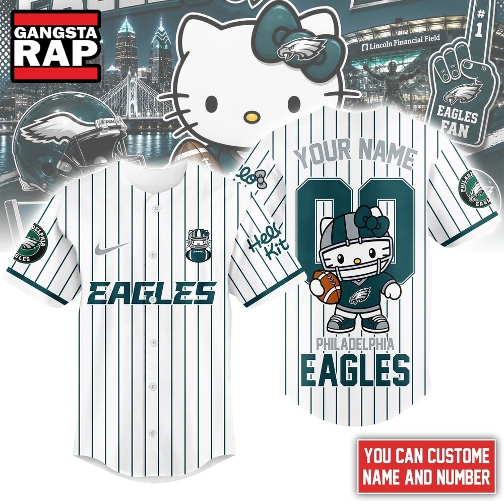 Philadelphia Eagles NFL Kitty Game Day Custom Baseball Jersey Shirt , NFL Baseball Jersey Philadelphia Eagles NFL Kitty Game Day Custom Baseball Jersey Shirt , NFL Baseball Jersey