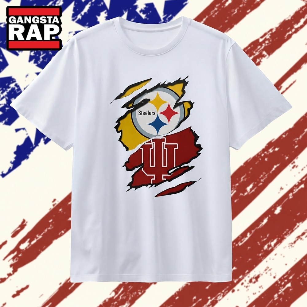 Pittsburgh Steelers and Indiana Hoosiers ripped skin T Shirt, Trending 2D Shirt Pittsburgh Steelers and Indiana Hoosiers ripped skin T Shirt, Trending 2D Shirt