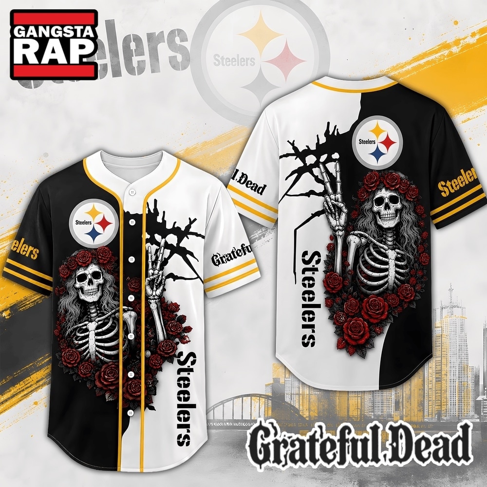 Pittsburgh Steelers NFL Game Day Grateful Dead Baseball Jersey Shirt, NFL Baseball Jersey Pittsburgh Steelers Nfl Game Day Grateful Dead Baseball Jersey Shirt
