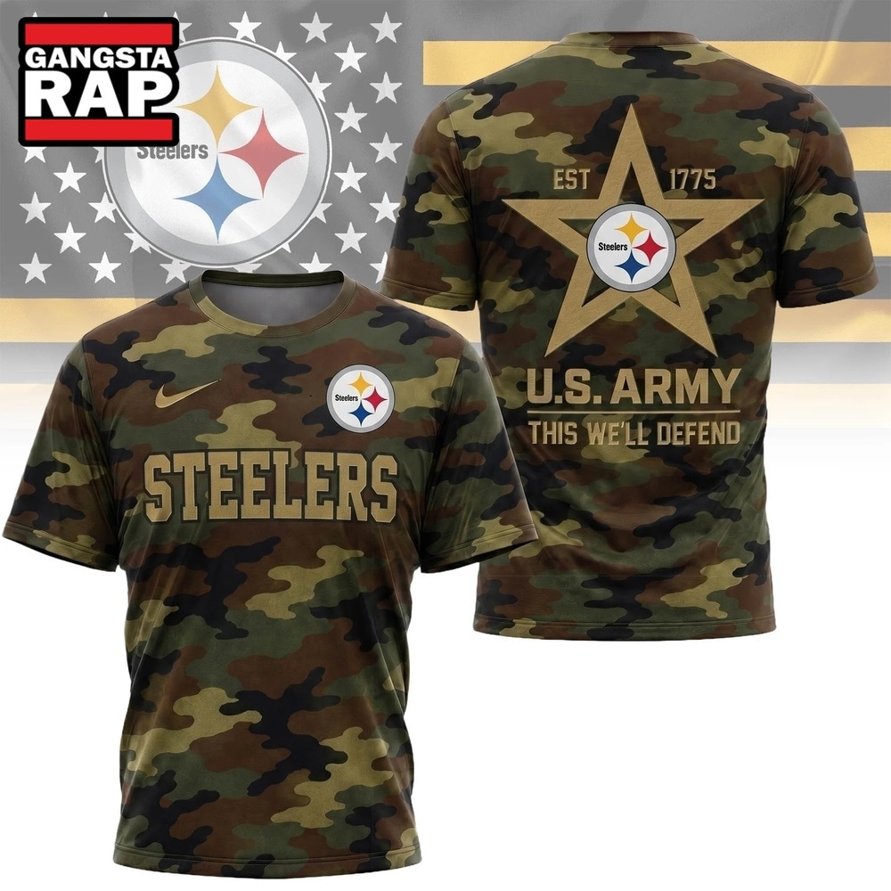 Pittsburgh Steelers NFL Veterans US Army Camo New Design 3D Shirt , Football New Design Shirt Pittsburgh Steelers Nfl Veterans US Army Camo New Design 3D Shirt