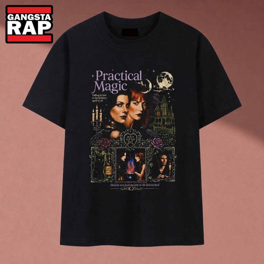 Practical Magic Movie Graphic T Shirt, Vintage Witchy Halloween Tee , Music 2D Shirt Practical Magic Movie Graphic T Shirt Vintage Witchy Halloween Tee