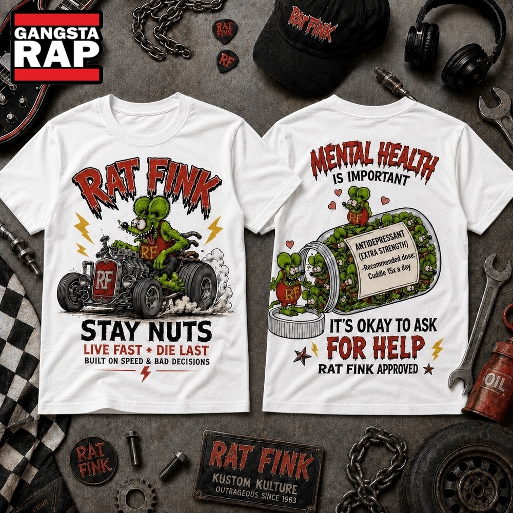 Rat Fink Stay Nuts, Live Fast, Die Last Mental Health 3D Shirt , Music Trending 3D Shirt Rat Fink Stay Nuts Live Fast Die Last Mental Health 3D Shirt