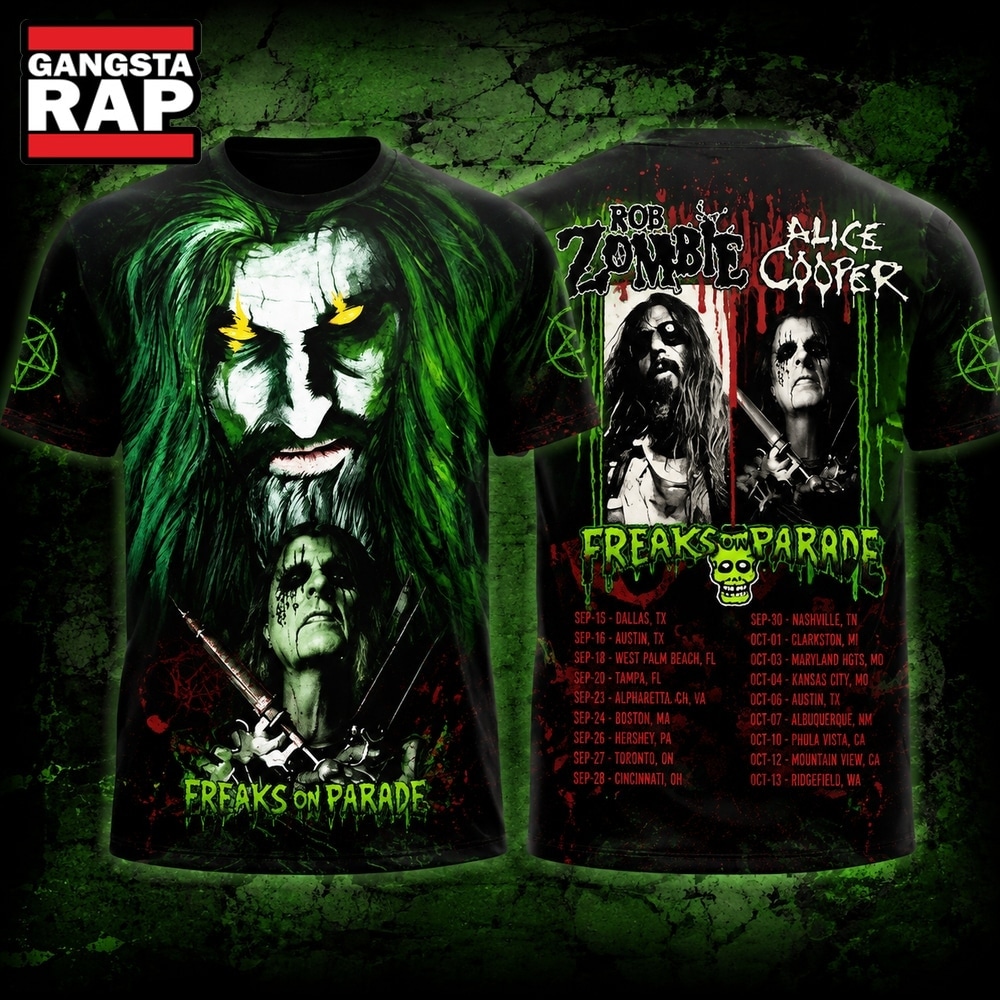 Rob Zombie and Alice Cooper Freaks on Parade 2023 Tour 3D Shirt, Trending 3D Music Shirt Rob Zombie and Alice Cooper Freaks on Parade 2023 Tour 3D Shirt, Trending 3D Music Shirt