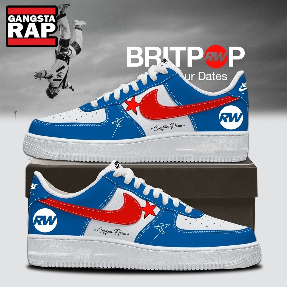 Robbie Williams BRITPOP World Tour 2026 Blue Air Force 1 Shoes Sneakers , Music Trending Shoes Robbie Williams Britpop World Tour 2026 Blue Air Force 1 Shoes Sneakers