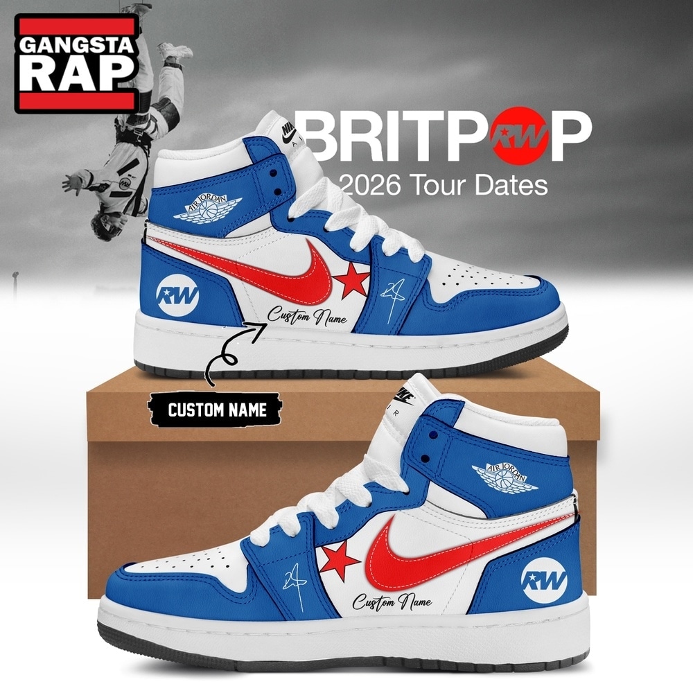 Robbie Williams BRITPOP World Tour 2026 Blue Air Jordan 1 Hightop Shoes , Trending Music Shoes Robbie Williams BRITPOP World Tour 2026 Blue Air Jordan 1 Hightop Shoes , Trending Music Shoes