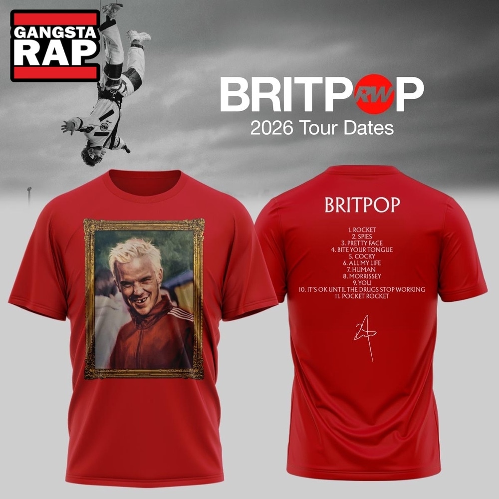Robbie Williams BRITPOP World Tour 2026 New Design T Shirt , Music Trending 3D Shirt Robbie Williams Britpop World Tour 2026 New Design T Shirt