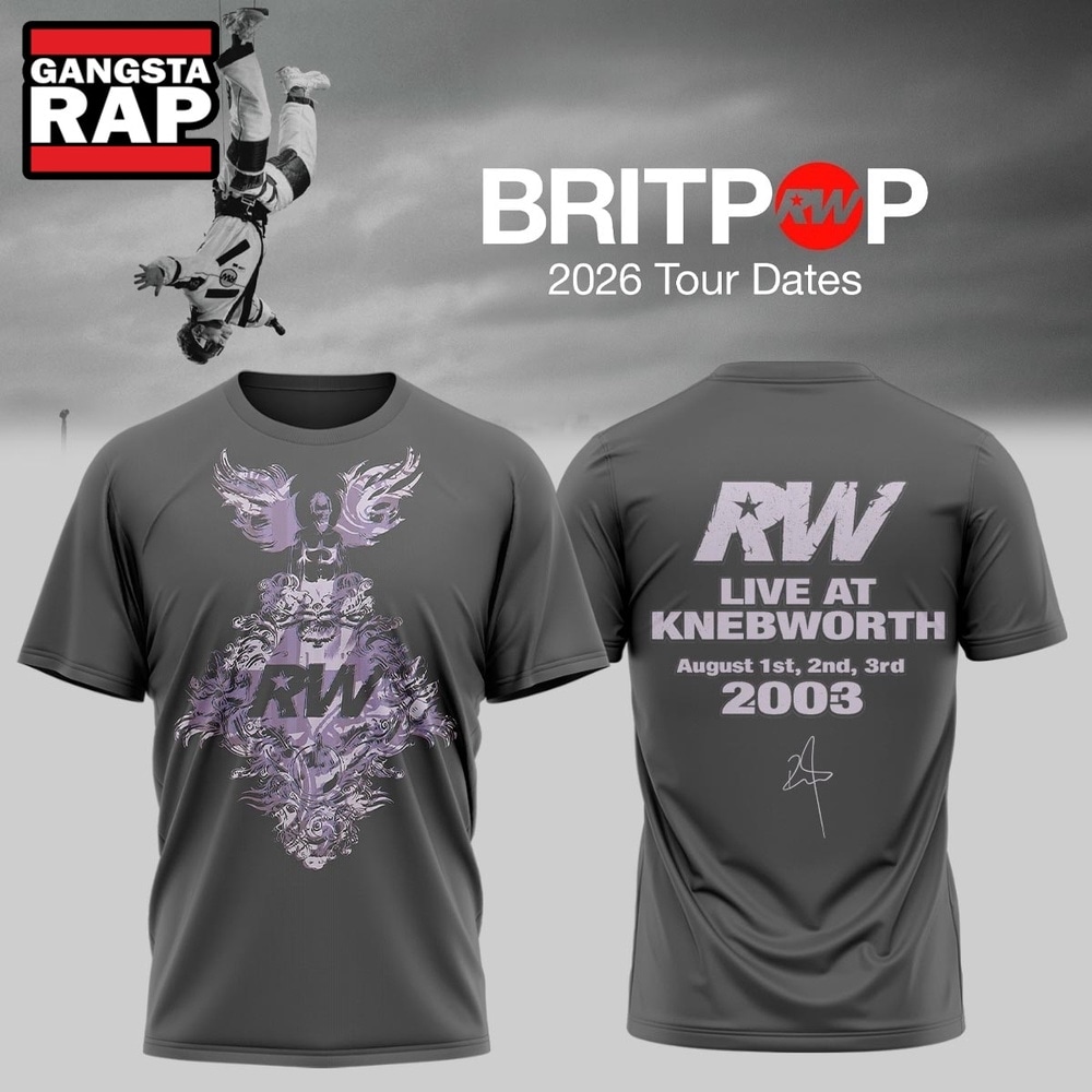 Robbie Williams BRITPOP World Tour 2026 Tour Dates T Shirt , Music Trending 3D Shirt Robbie Williams Britpop World Tour 2026 Tour Dates T Shirt