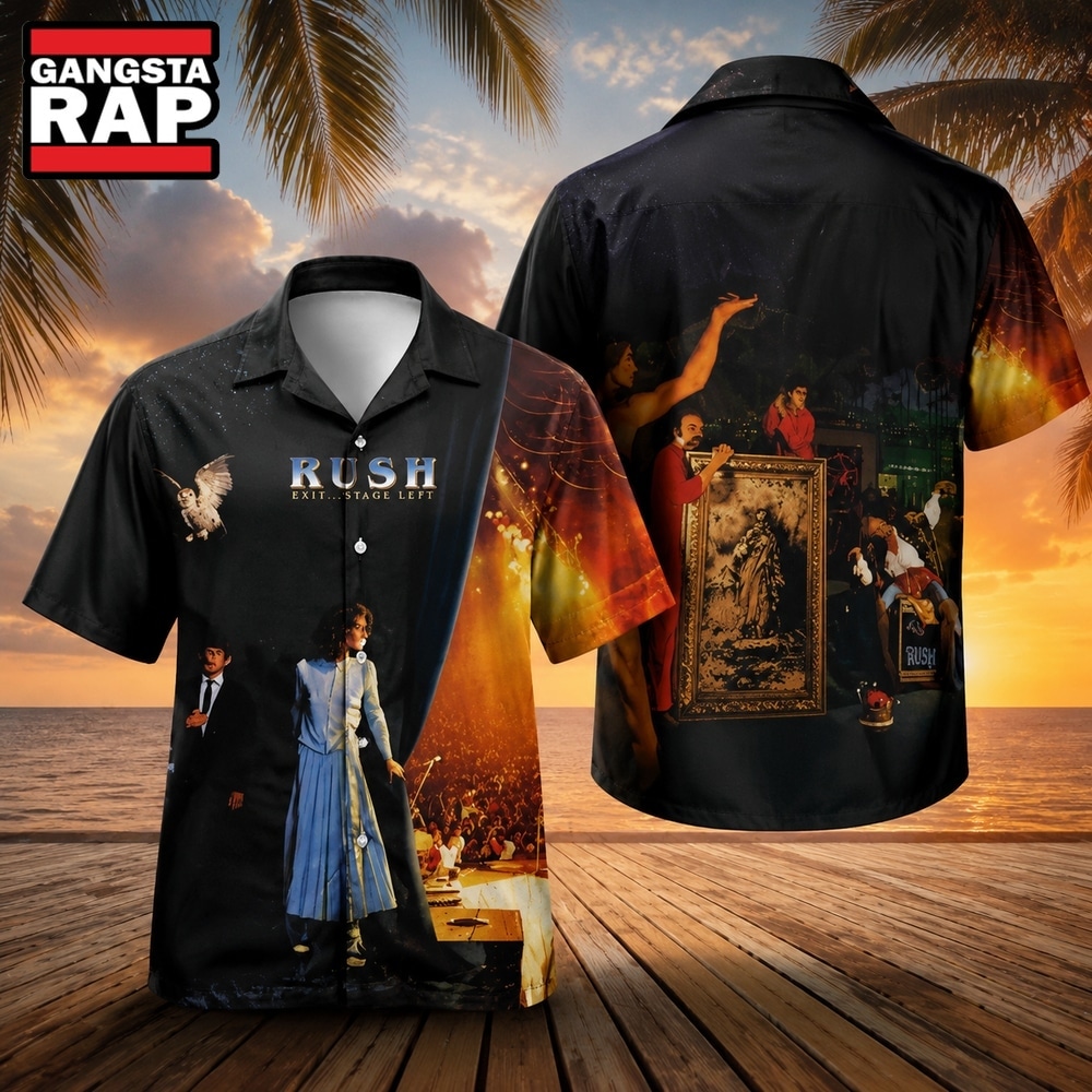 Rush Rock Band Exit Stage Left Hawaiian Shirt, Music Hawaiian Shirt Rush Rock Band Exit Stage Left Hawaiian Shirt