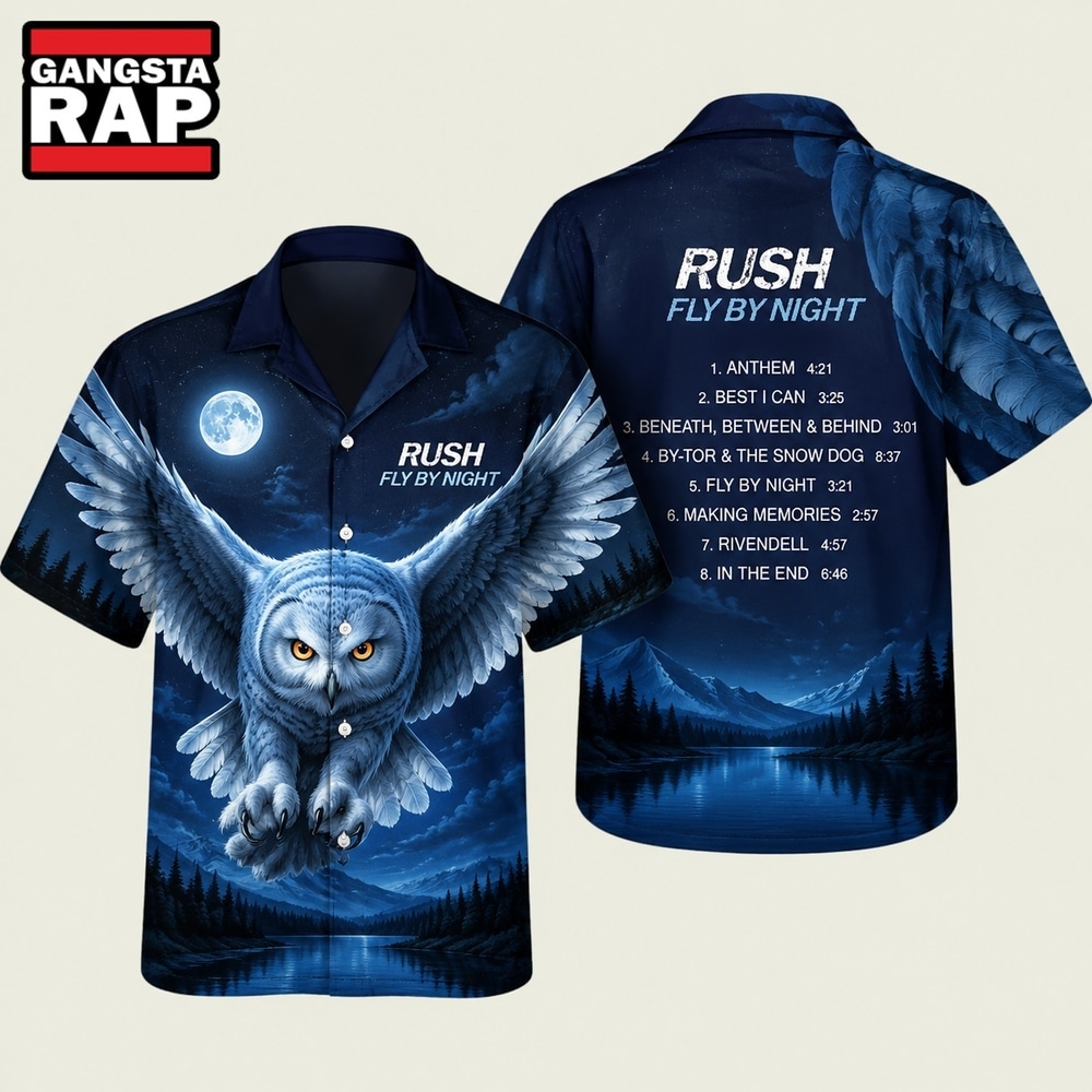 Rush Rock Band Fly By Night Hawaiian Shirt, Music Hawaiian Shirt Rush Rock Band Fly BY Night Hawaiian Shirt