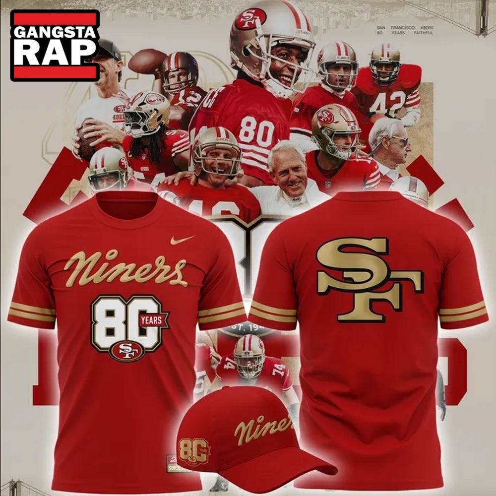 San Francisco 49ers 80th Year Anniversary 2026 Exclusive T Shirt, Trending Design Shirt San Francisco 49ers 80th Year Anniversary 2026 Exclusive T Shirt, Trending Design Shirt