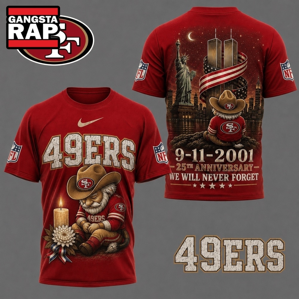 San Francisco 49ers NFL 9 11 25th Anniversary Never Forget Memorial 3D T Shirt, Football New Design Shirt San Francisco 49ers Nfl 9 11 25th Anniversary Never Forget Memorial 3D T Shirt