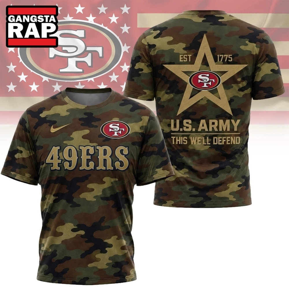 San Francisco 49ers NFL Veterans US Army Camo New Design 3D Shirt , Football New Design Shirt San Francisco 49ers NFL Veterans US Army Camo New Design 3D Shirt , Football New Design Shirt