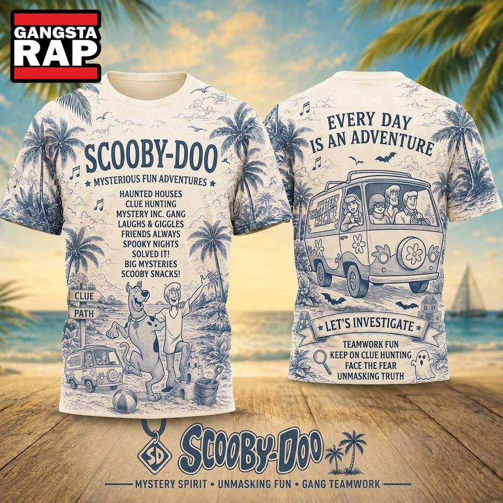 Scooby Doo Tropical Palm Mystery Van 2026 Vintage 3D Shirt , Trending 3D Music Shirt Scooby Doo Tropical Palm Mystery Van 2026 Vintage 3D Shirt