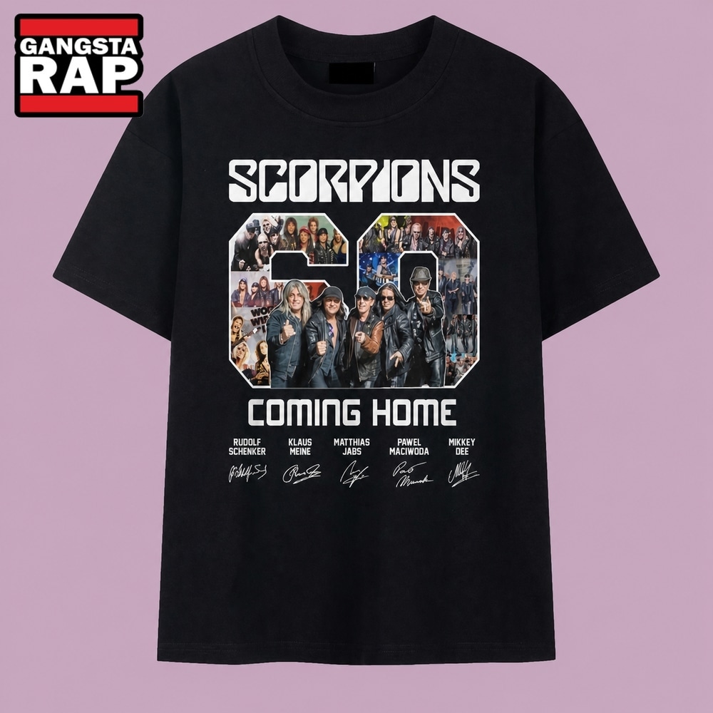 Scorpions 60th Anniversary Coming Home Signatures Vintage Band T Shirt, Music 2D Shirt Scorpions 60th Anniversary Coming Home Signatures Vintage Band T Shirt