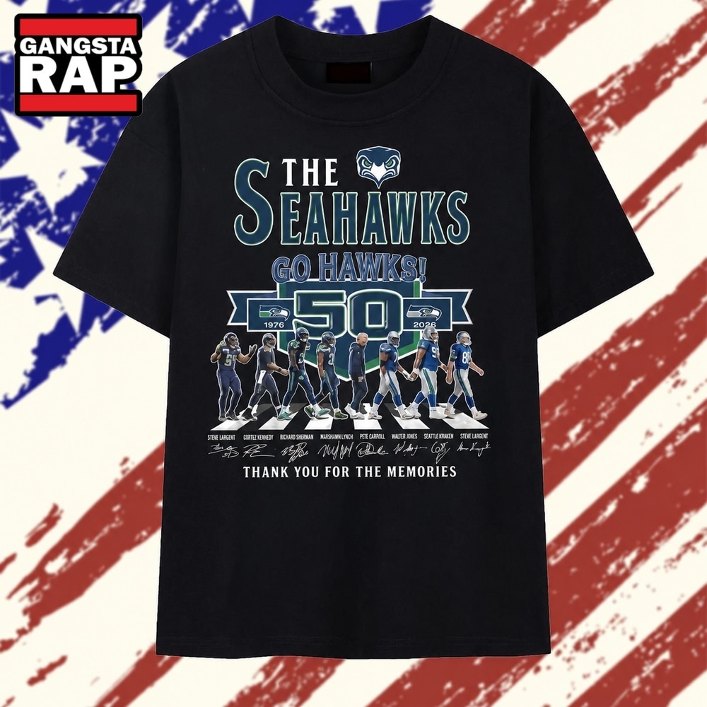 Seattle Seahawks 50th Anniversary 1976 2026 Legends Walking Signatures T Shirt, Trending 2D Shirt Seattle Seahawks 50th Anniversary 1976 2026 Legends Walking Signatures T Shirt, Trending 2D Shirt