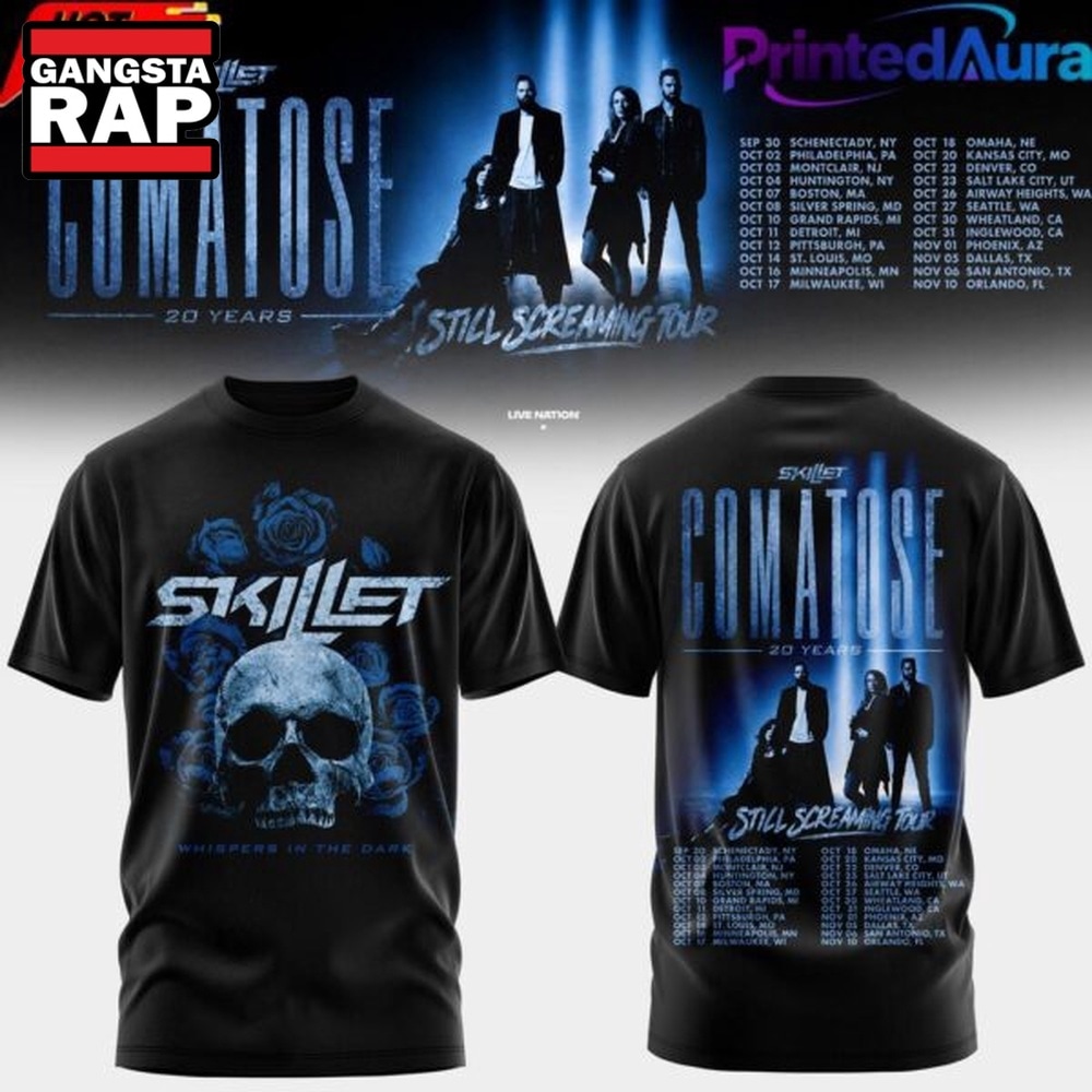 SKILLET COMATOSE 20 YEARS T SHIRT, Trending 3D Music Shirt SKILLET COMATOSE 20 YEARS T SHIRT, Trending 3D Music Shirt