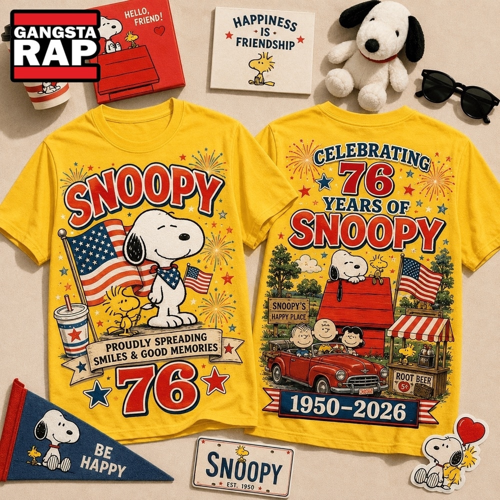 Snoopy 76th Anniversary Patriotic Memories Graphic Shirt , Trending 3D Music Shirt Snoopy 76th Anniversary Patriotic Memories Graphic Shirt