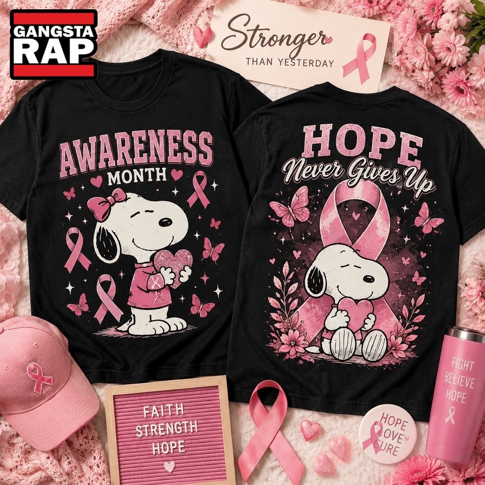 Snoopy Breast Cancer Awareness Month 3D Shirt , Trending 3D Music Shirt Snoopy Breast Cancer Awareness Month 3D Shirt