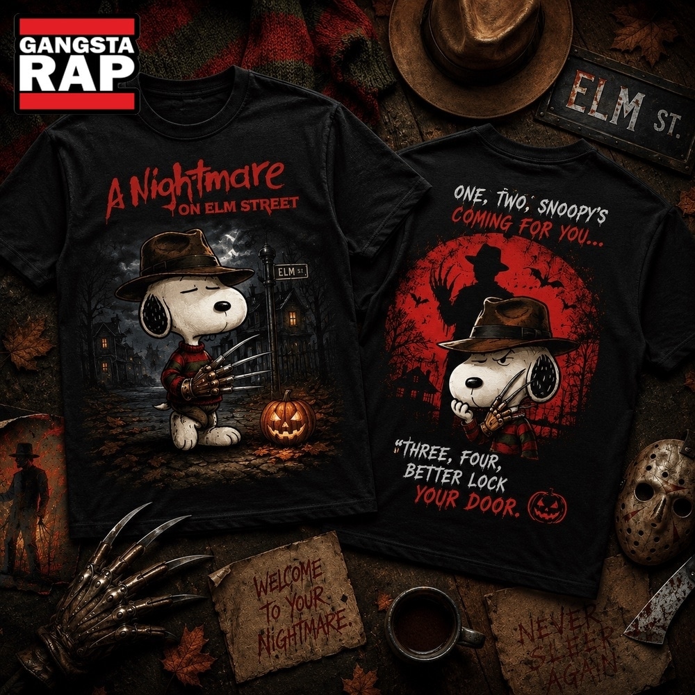 Snoopy’s Nightmare on Elm Street Halloween 3D Shirt , Music Trending 3D Shirt Snoopy S Nightmare ON Elm Street Halloween 3D Shirt