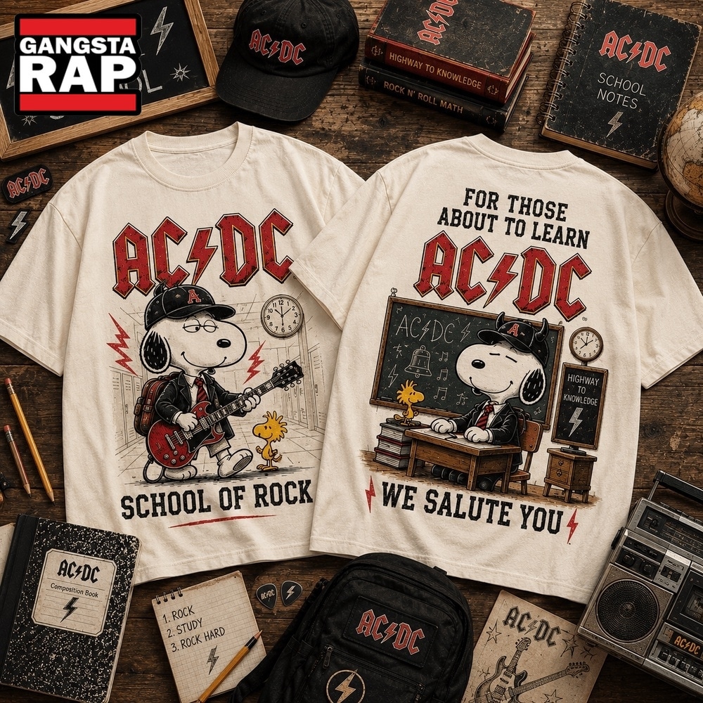 Snoopy x ACDC School of Rock Teacher 3D Shirt , Music Trending 3D Shirt Snoopy X Acdc School OF Rock Teacher 3D Shirt