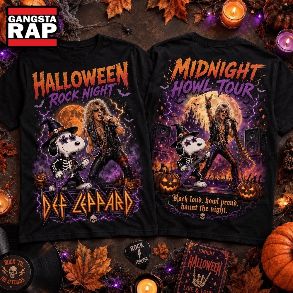 Snoopy x Def Leppard Halloween Midnight Howl Tour 3D Shirt , Music Trending 3D Shirt Snoopy X Def Leppard Halloween Midnight Howl Tour 3D Shirt