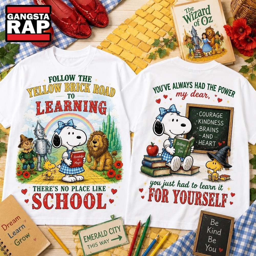 Snoopy x The Wizard of Oz Follow the Yellow Brick Road to Learning 3D Shirt , Music Trending 3D Shirt Snoopy X The Wizard OF OZ Follow The Yellow Brick Road TO Learning 3D Shirt